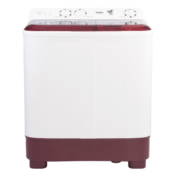 Haier 7 Kg 5 Star Toughened Glass Semi Automatic Top Loading Washing Machine (HTW70-1187BTN, Anti Bacterial Vortex Pulsator, Magic Filter, Rat Mesh, Maroon, White)