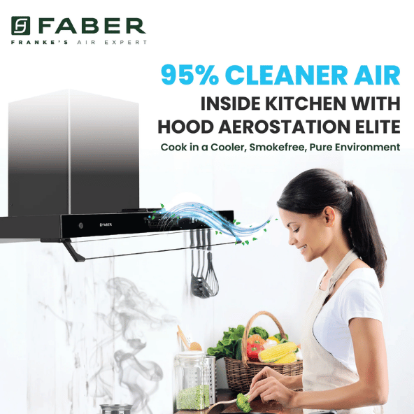 Faber 90cm 1500m³/hr BLDC Autoclean Chimney|Black Matt Filterless|Oil Collector|Touch & Gesture Control|9 Speed|LED|12 Yrs on Motor, 2 Yrs Comprehensive Warranty by Faber|HOOD IRIS BLDC FL HC BK 90
