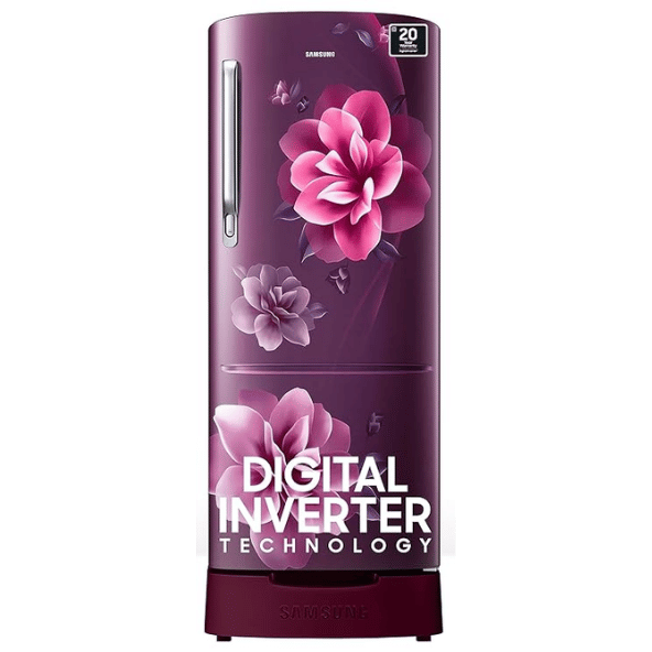 Samsung 183 L 4 Star Direct-Cool Single Door Refrigerator (RR20C1824CR/HL, Red Camellia Purple, Base Stand Drawer, 2024 Model)