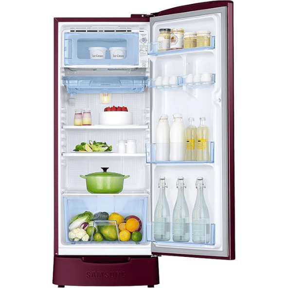 Samsung 183 L 4 Star Direct-Cool Single Door Refrigerator (RR20C2824HV/NL, Himalaya Poppy Blue, Base Stand Drawer, 2023 Model)