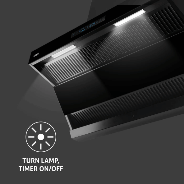 Glen Auto Clean Chimney with Double Draft Suction, Inverter Technology, BLDC Motor 90cm 1400 m3/h - Black (CH 6076 AC) (CH6076AC90)