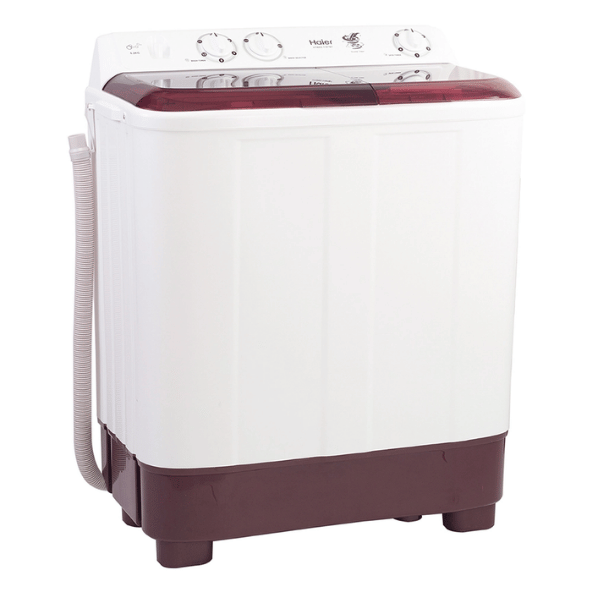 Haier 7 Kg 5 Star Toughened Glass Semi Automatic Top Loading Washing Machine (HTW70-1187BTN, Anti Bacterial Vortex Pulsator, Magic Filter, Rat Mesh, Maroon, White)