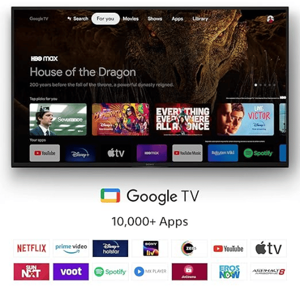 Sony Bravia 108 cm (43 inches) 4K Ultra HD Smart LED Google TV KD-43X64L (Black) – Compact, Stunning, and Smart