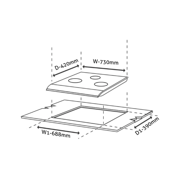 Glen 3 Burner Built In Glass Hob with forged Brass Burner Auto Ignition (1073 SQ DB) Glass Automatic Hob  (3 Burners)