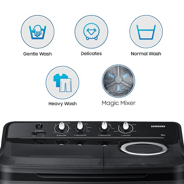 SAMSUNG 8 kg Fully Automatic Top Load Washing Machine with In-built Heater Grey  (WA80BG4441BGTL)