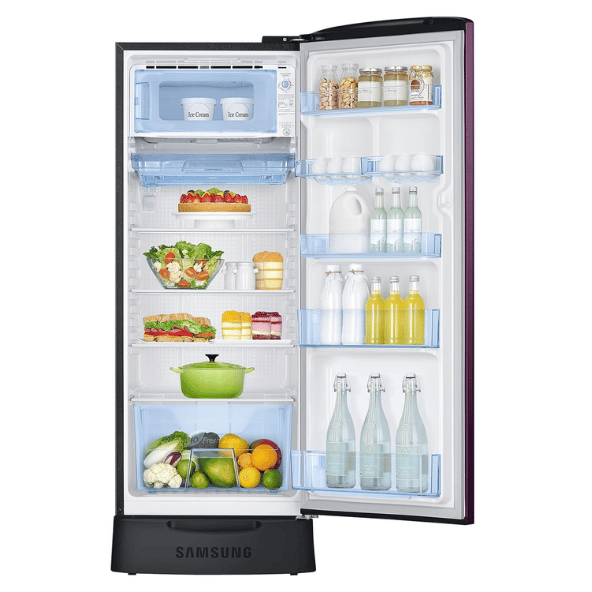 SAMSUNG 244 L Direct Cool Double Door 3 Star Refrigerator (Rythmic Twirl Red, RT28A3C234R/HL)