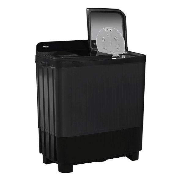 Haier 10 Kg 5 Star Toughened Gas Softfall Technology Semi Automatic Top Loading Washing Machine (HTW100-178BKN, Anti Bacterial Vortex Pulsator, Magic Filter, Rat Mesh, Black)