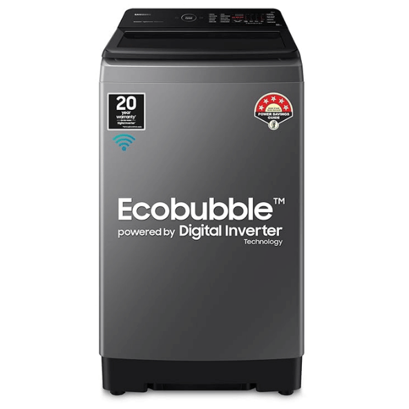 Samsung 10 Kg 5 Star Wi-Fi Enabled Inverter Fully Automatic Top Loading Washing Machine (WA10BG4546BDTL Versailles Gray, Ecobubble)