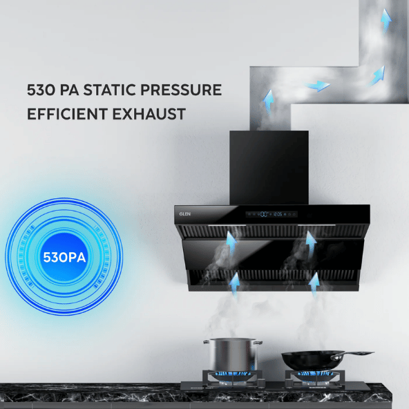 Glen Auto Clean Chimney with Double Draft Suction, Inverter Technology, BLDC Motor 90cm 1400 m3/h - Black (CH 6076 AC) (CH6076AC90)