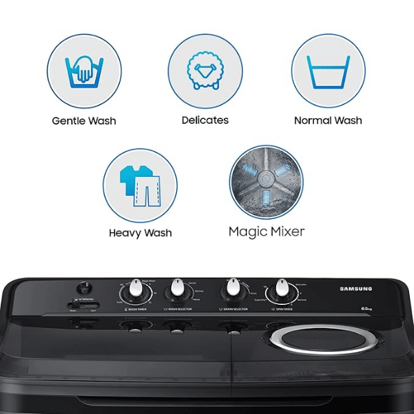 Samsung 8.5 Kg 5 Star Semi Automatic Top Load Washing Machine (WT85B4200GD/TL,DARK GRAY)