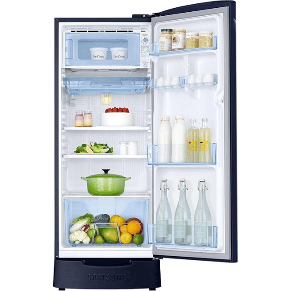 Samsung 183 L 5 Star Direct-Cool Single Door Refrigerator (RR20D2825HV/NL, Himalaya Poppy Blue, Base Stand Drawer, 2024 Model)