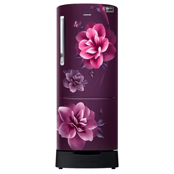 Samsung 223L 3 Star Inverter Direct-Cool Single Door Refrigerator (RR24C2823CR/NL,Camellia Purple) Base Stand Drawer 2023 Model