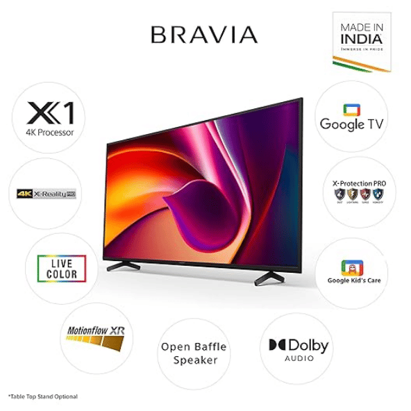 Sony Bravia 108 cm (43 inches) 4K Ultra HD Smart LED Google TV KD-43X64L (Black) – Compact, Stunning, and Smart