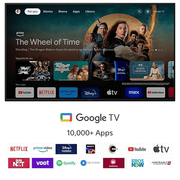 Sony 139 cm (55 inches) BRAVIA 2 4K Ultra HD Smart LED Google TV K-55S25 (Black) – Stunning Clarity and Smart Entertainment