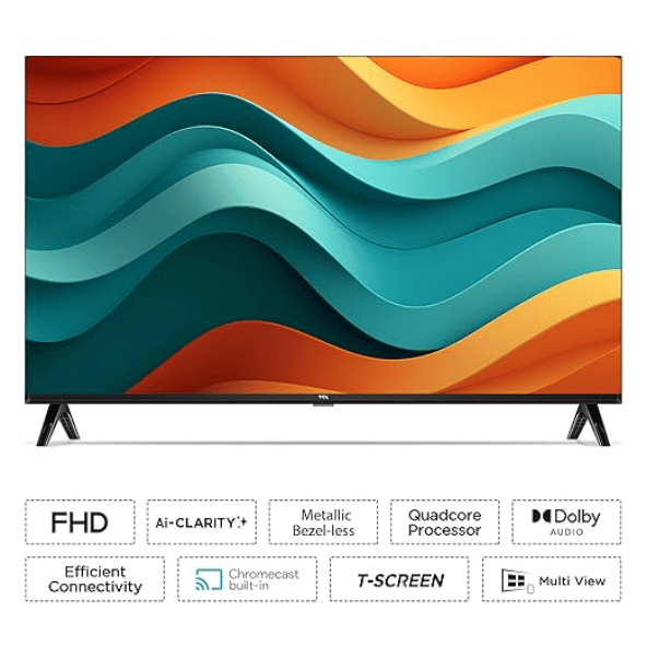 TCL 79.97 cm (32 inches) Metallic Bezel-Less S Series FHD Smart Android LED TV 32S5500AF (Black) – Sleek Design & Smart Entertainment
