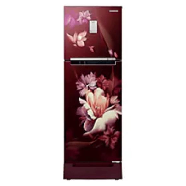 SAMSUNG 244 L Frost Free Double Door 2 Star Convertible Refrigerator with Base Drawer  (Midnight Blossom Red, RT28B3C22RZ/HL)