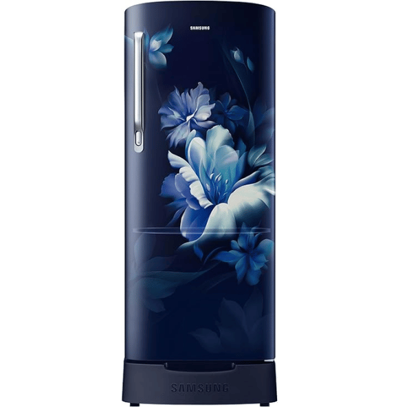 Samsung 183 L 3 Star Direct-Cool Single Door Refrigerator (RR20D2823UZ/NL, Midnight Blossom Blue, Base Stand Drawer)
