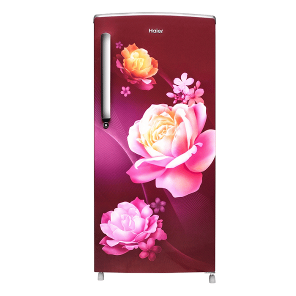 Haier 185L 1 Star Direct Cool Single Door Refrigerator with Toughened Glass Shelfcomes in premium red Noisettes Finish HRD-2061SRN-N