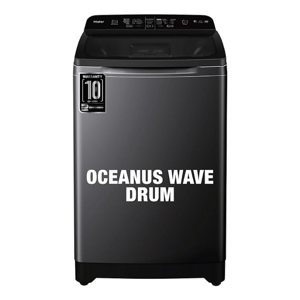 Haier 8 Kg 5 Star Fully Automatic Top Load Washing Machine (HSW80-678ES8, Oceanus Wave Drum, 2023 Model, Dark Jade Silver)