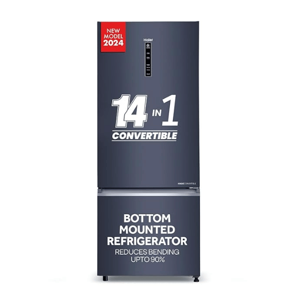 Haier 445 L Convertible 14-in-1 Triple Inverter Frost Free Bottom Mounted Refrigerator HRB-4952BGK-P (Graphite Black, 2024 Model)